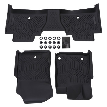 3D Floor Mats compatible for Toyota Tundra CrewMax 2014-2021 TPE Black Anti-Slip Car Mat