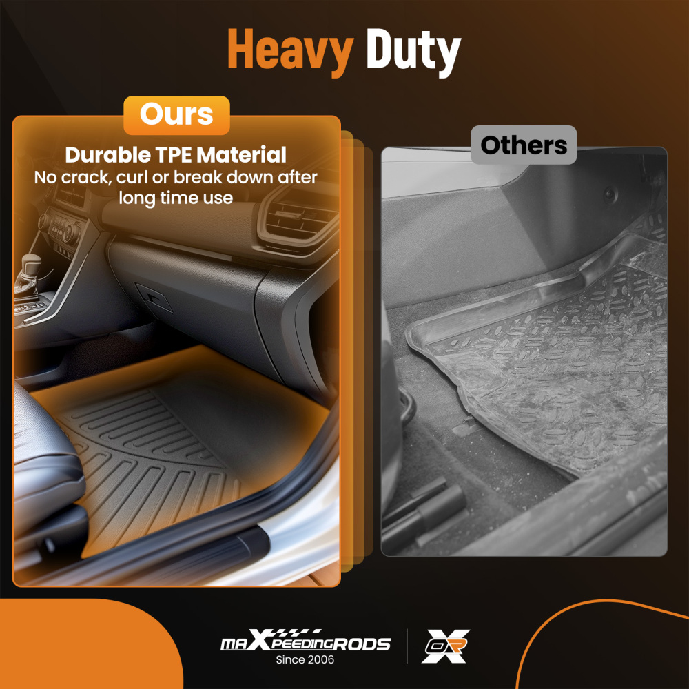 TPE Floor Mat Liners compatible for Toyota Tacoma Double Cab 16-2017 All Weather Waterproof