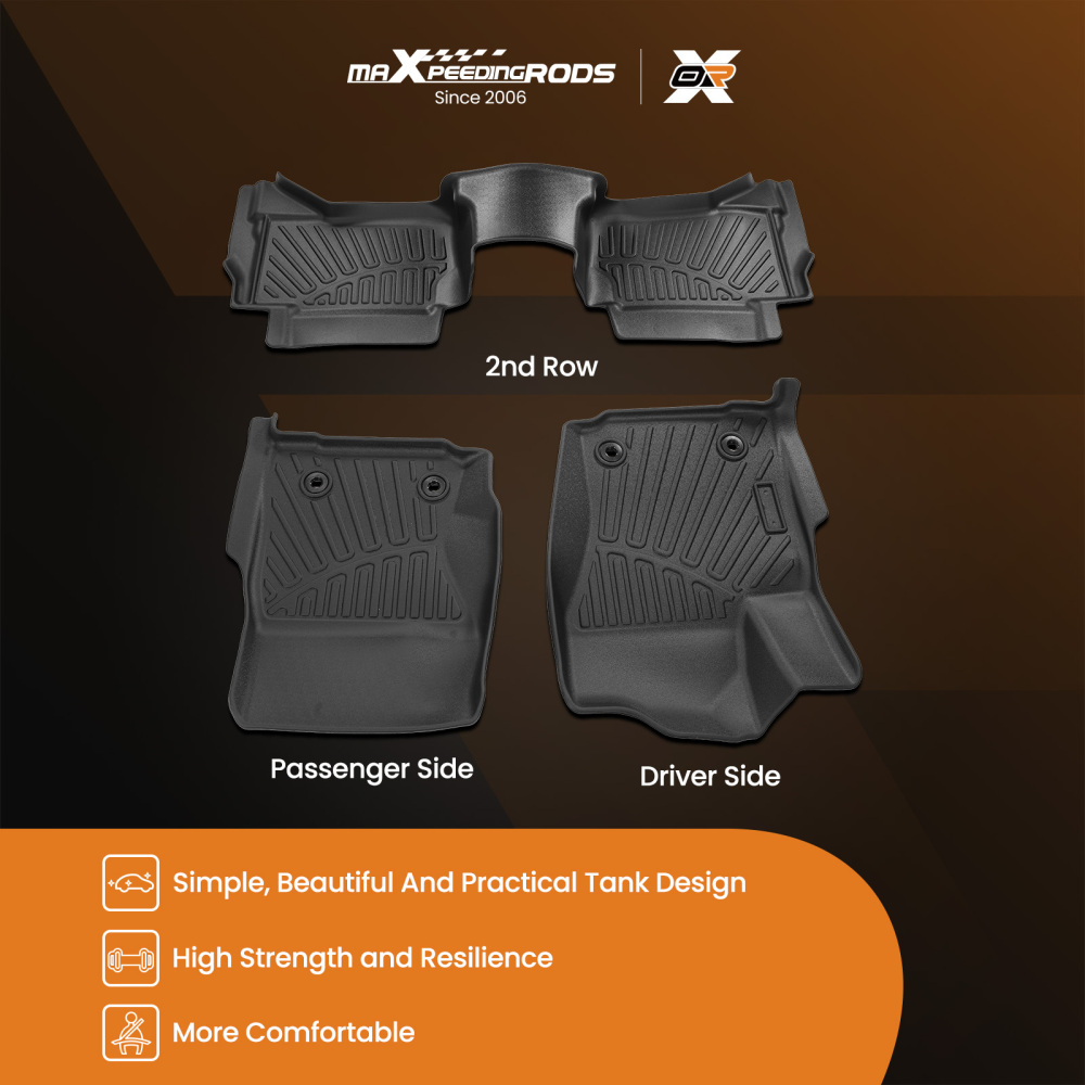 Floor Liner Mat compatible for Toyota Tacoma Double Cab 2024 All Weather Black New