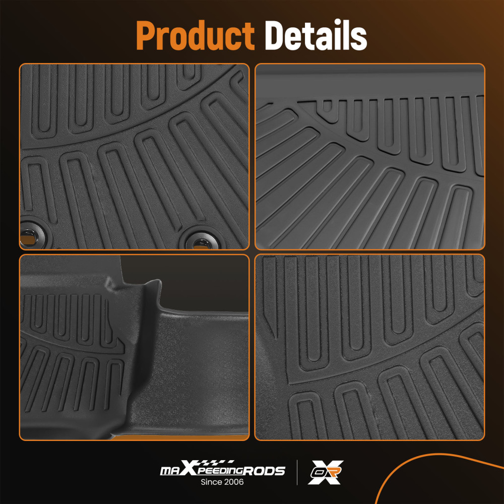 Floor Liner Mat compatible for Toyota Tacoma Double Cab 2024 All Weather Black New