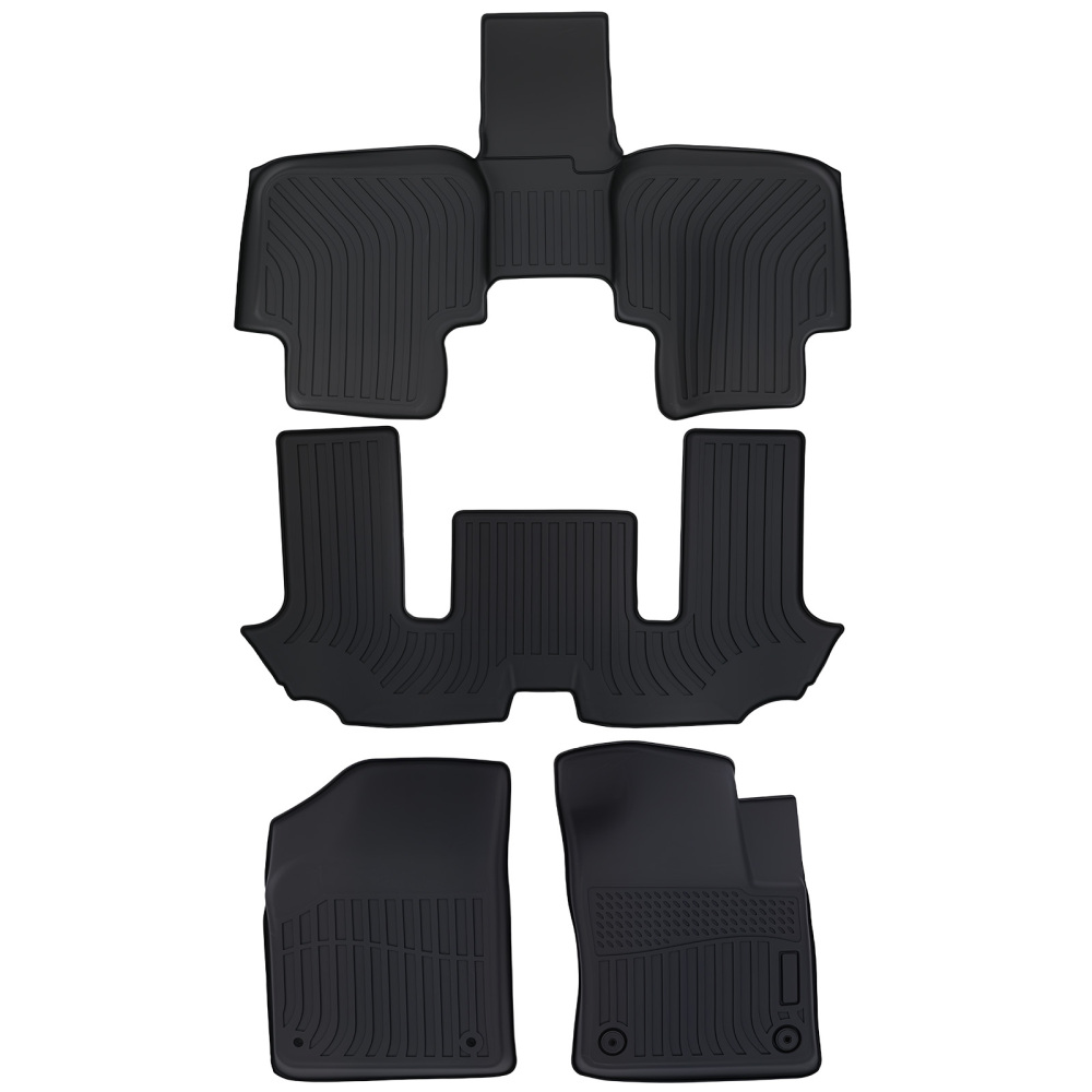 All-Weather Black Floor Mats Liner compatible for Volkswagen Atlas 2018-2025 TPE 6 Seats