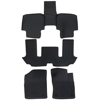 All-Weather Black Floor Mats Liner compatible for Volkswagen Atlas 2018-2025 TPE 6 Seats