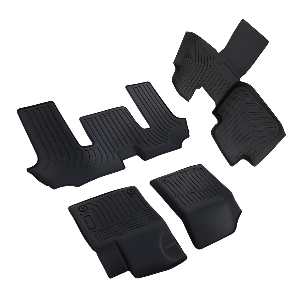 All-Weather Black Floor Mats Liner compatible for Volkswagen Atlas 2018-2025 TPE 6 Seats