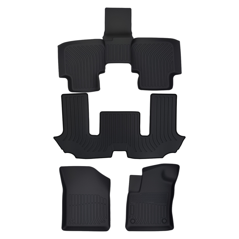 All-Weather Black Floor Mats Liner compatible for Volkswagen Atlas 2018-2025 TPE 6 Seats