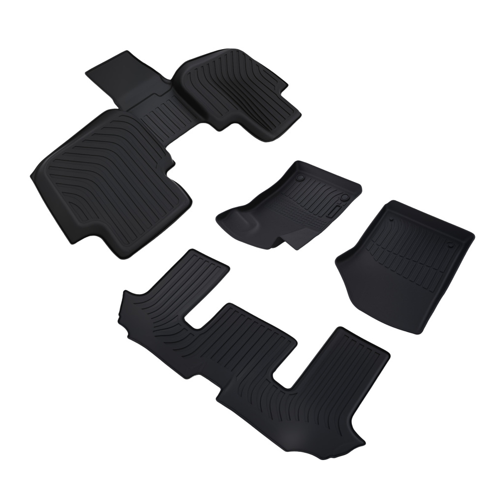 All-Weather Black Floor Mats Liner compatible for Volkswagen Atlas 2018-2025 TPE 6 Seats