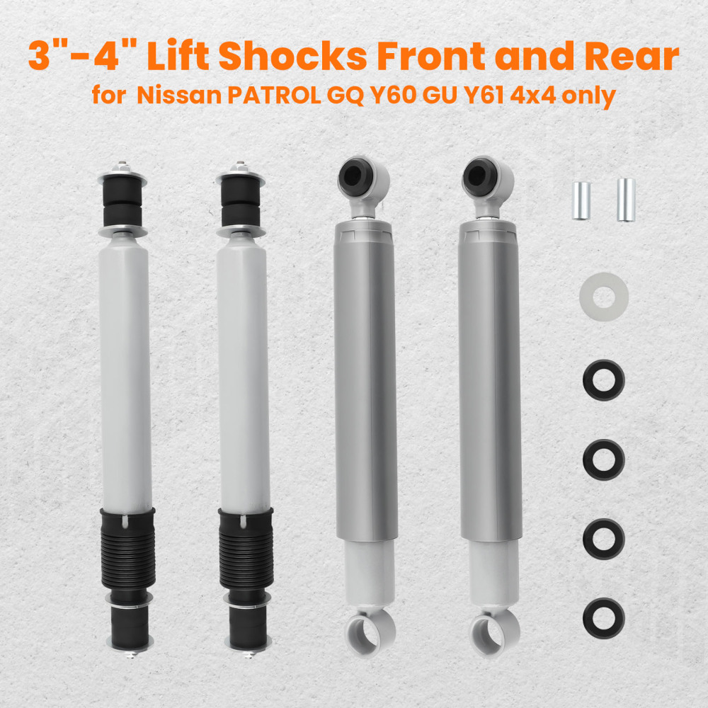 Front + Rear Heavy Duty Shock Absorbers compatible for Nissan Patrol GQ GU 1988-2016