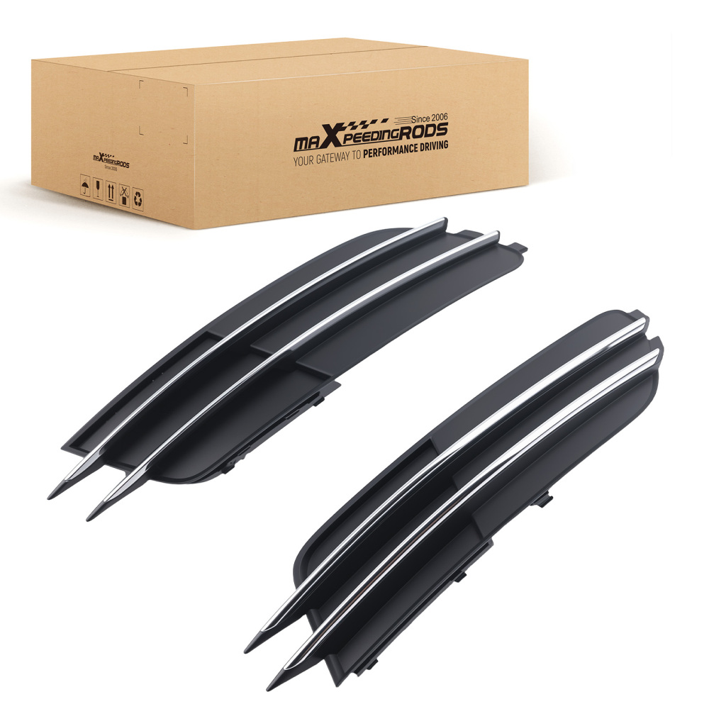 Front Bumper Fog Light Grille Cover compatible for Audi A6 2012-2015 4G0807681 4G0807682