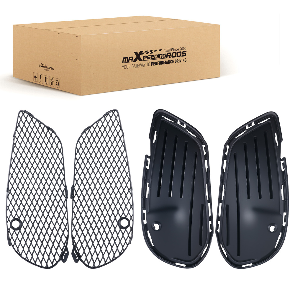 Front Bumper Fog Lamp Grille Cover Set compatible for Mercedes-Benz C-Class W205 2015-2018