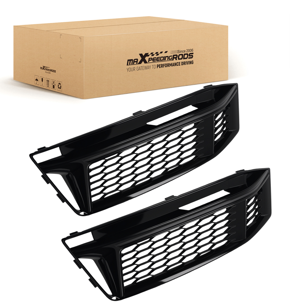 Front Bumper Fog Light Grille Cover compatible for Audi A4/S4 B9 S-LINE 2016-2018 Chrome