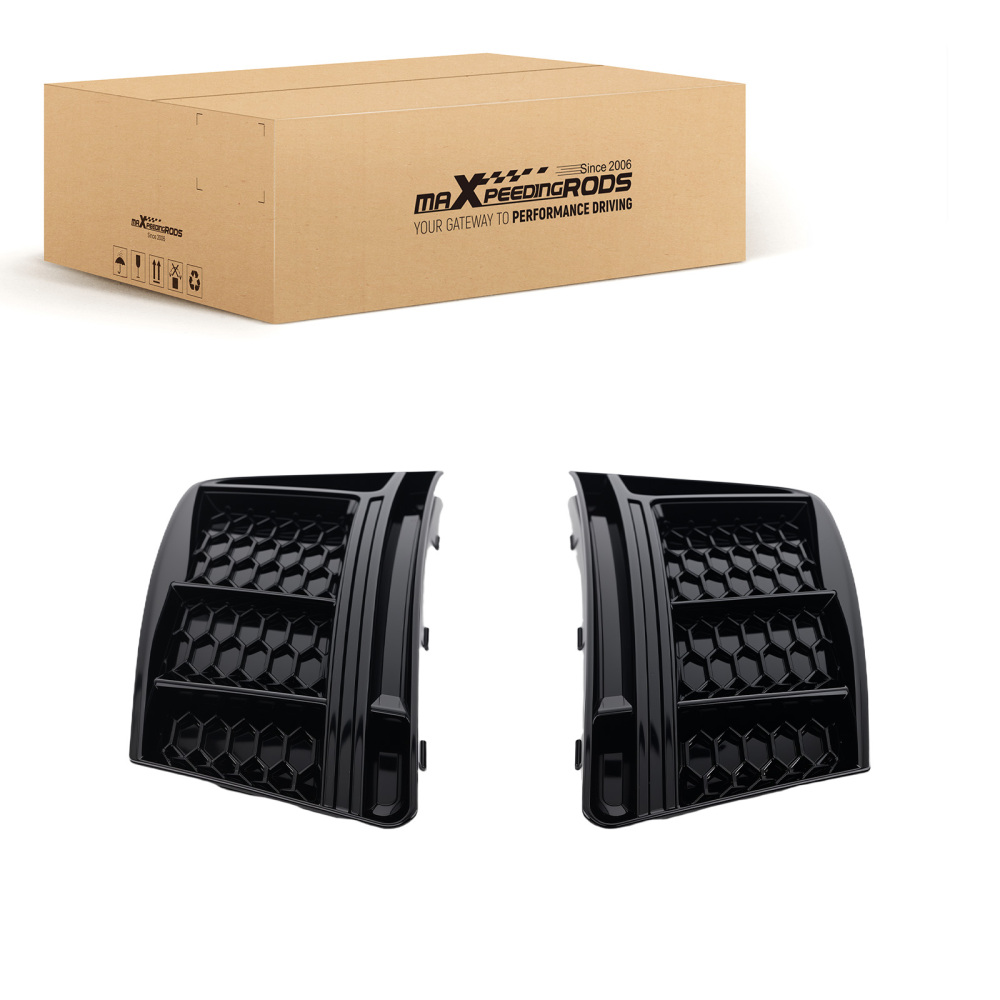 Pair Front Bumper Fog Grille Cover compatible for Audi A4 B9 Standard 2016-2018 8W0807682R