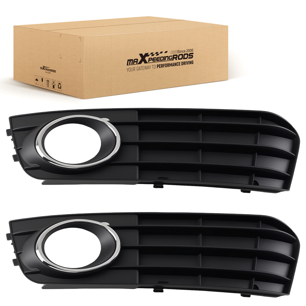 Front Bumper Fog Grille Cover compatible for Audi A4 B8 2009-2012 8KD80768101C 8KD80768201C