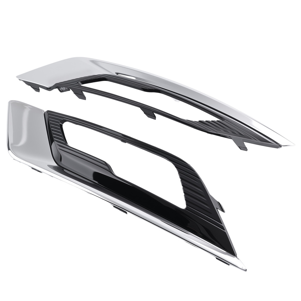 Pair Fog Lamp Grille Chrome Black compatible for Ford Fusion 2.7L V6 DOHC 2017 2018 2019