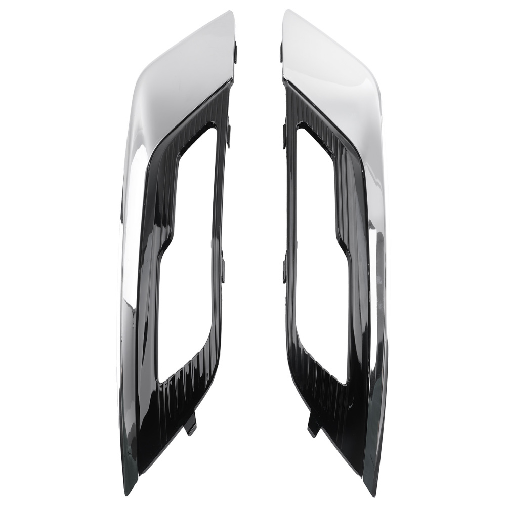 Pair Fog Lamp Grille Chrome Black compatible for Ford Fusion 2.7L V6 DOHC 2017 2018 2019