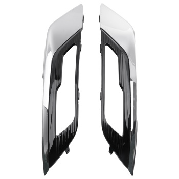 Pair Fog Lamp Grille Chrome Black compatible for Ford Fusion 2.7L V6 DOHC 2017 2018 2019