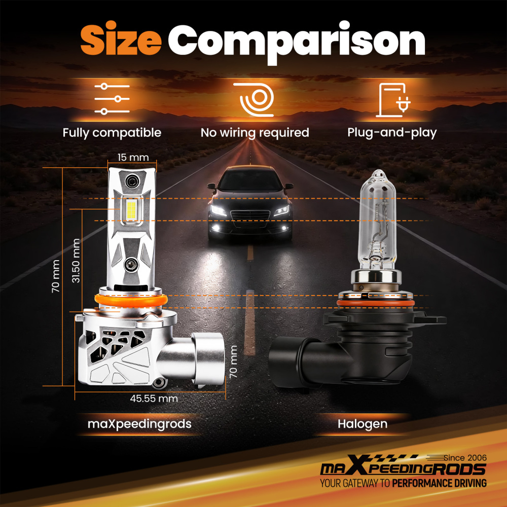 9006 LED Headlights Kit Low Beam Bulbs Super Bright 6500K compatible for White 28000LM FOR SUV
