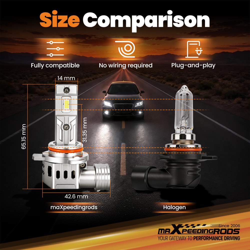 2PCS 9012 HIR2 LED Headlight Kit Bulb Low Beam compatible for White 3800LM Super Bright