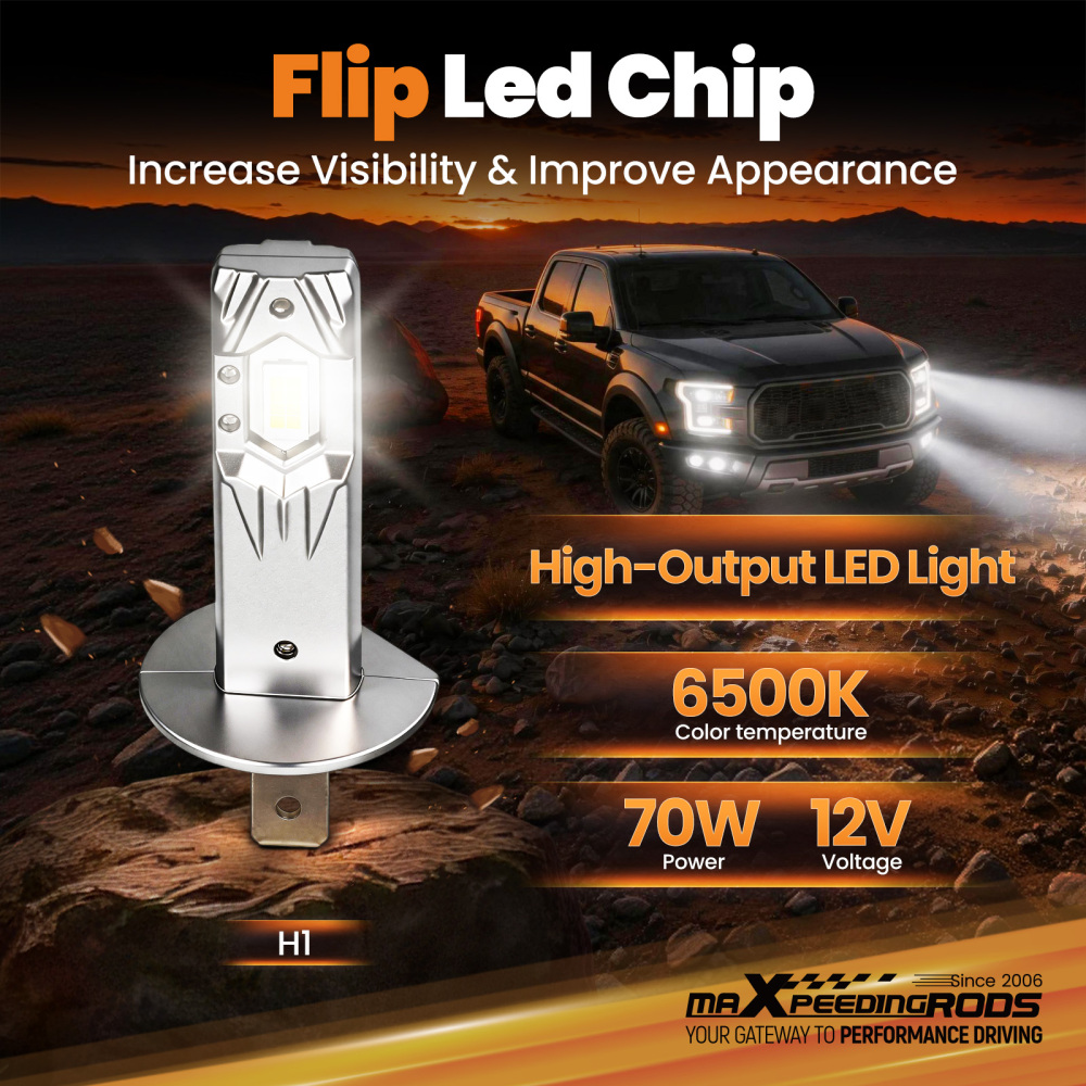 2PCS H1 LED Headlight Super Bright Bulbs Kit 6500K compatible for White High Beam 35W