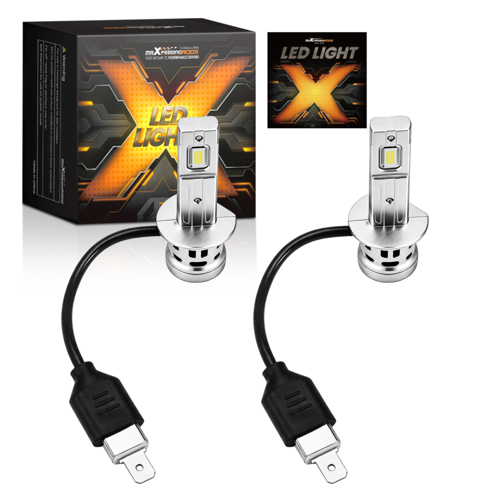 2pcs H1 LED Headlight Bulbs Kit 6500K compatible for White High Beam Light 60000LM Bright