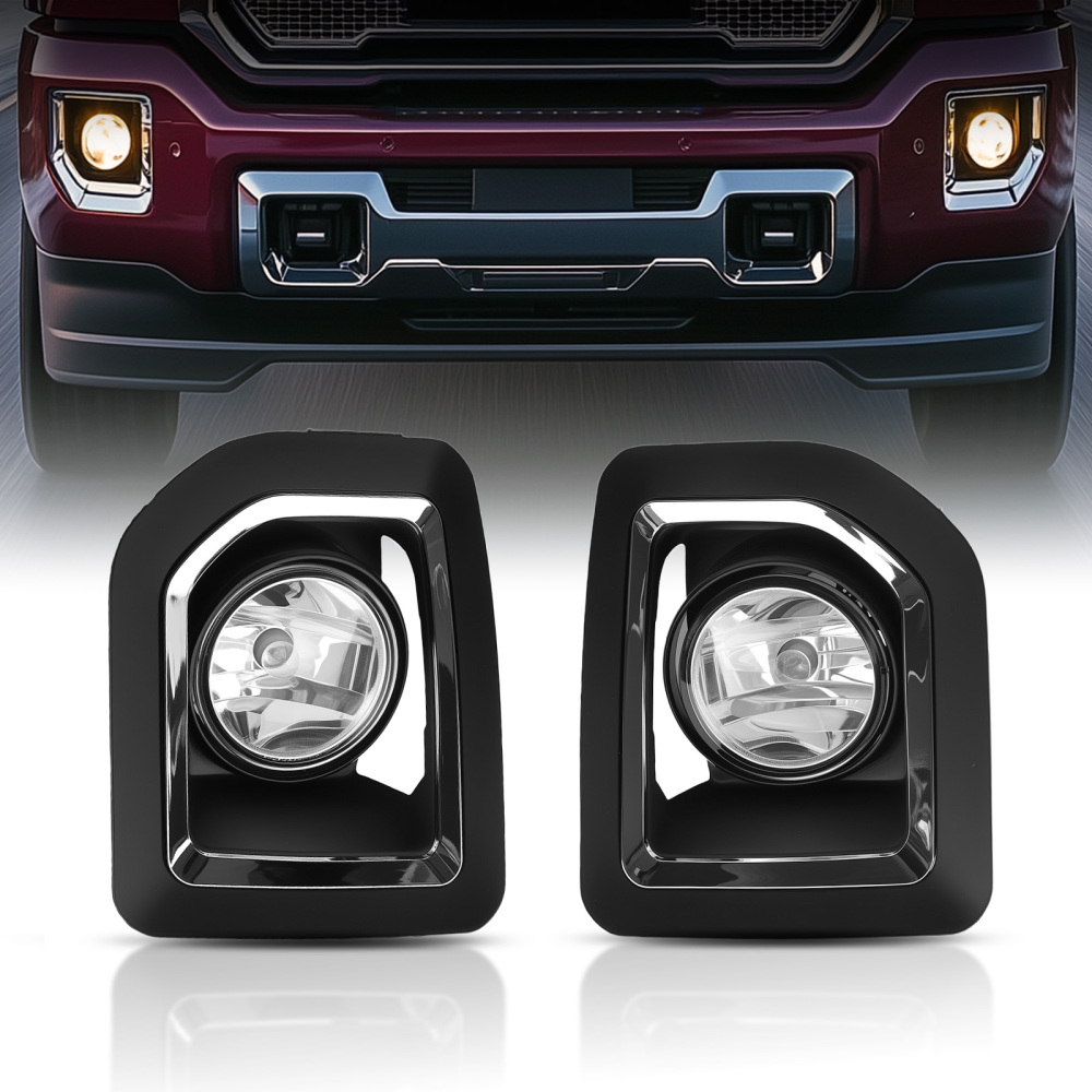 Fog Lights Front Bumper Lamps compatible for GMC Sierra 2500HD 3500HD 2015-2019 with Bulbs