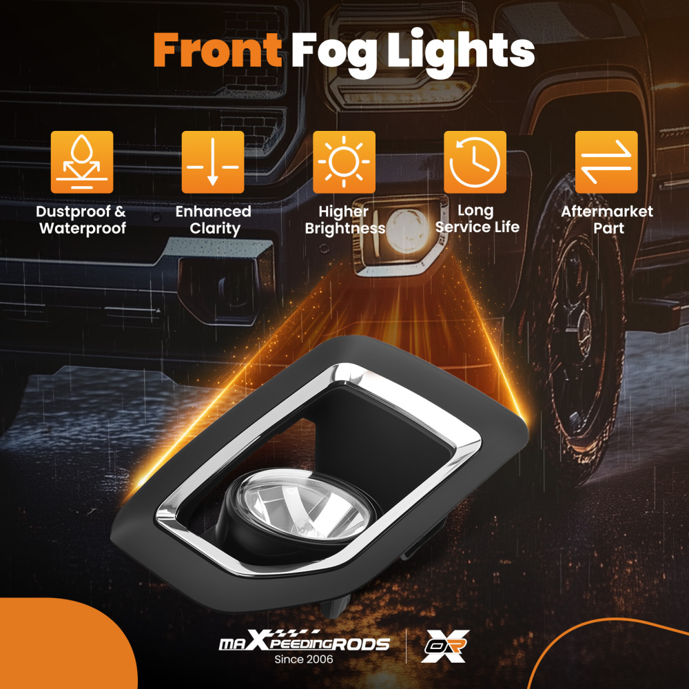 Fog Lights Front Bumper Lamps compatible for GMC Sierra 2500HD 3500HD 2015-2019 with Bulbs
