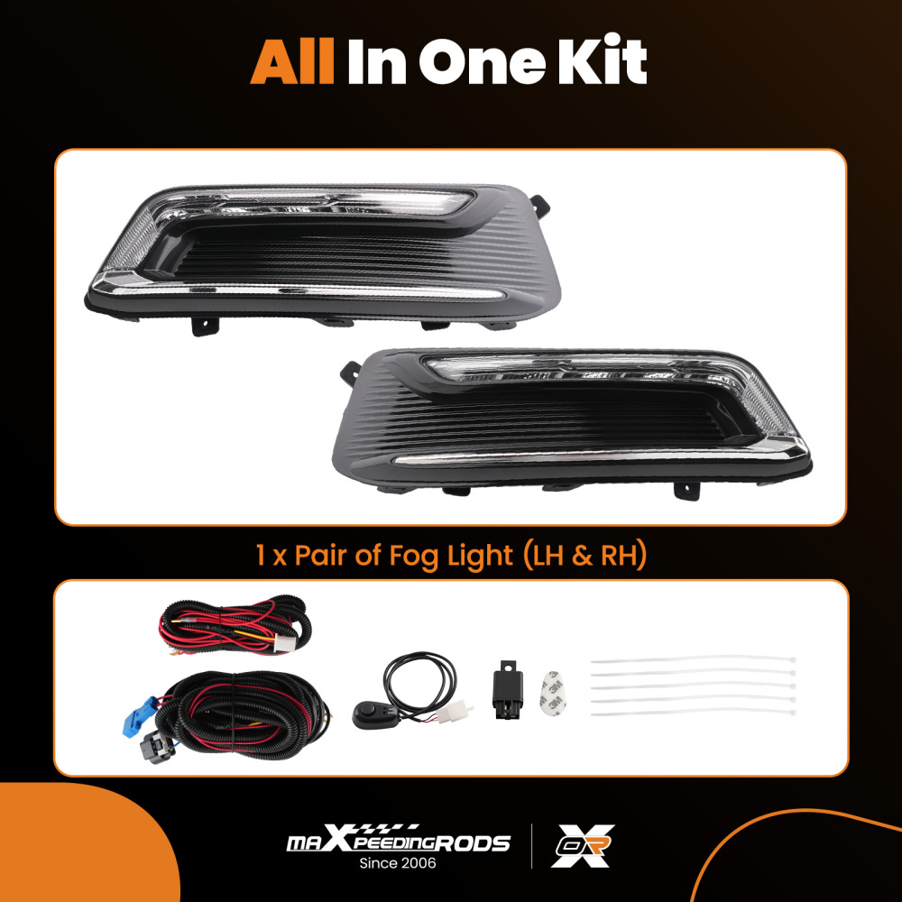Pair Clear LED Fog Light +Wiring+Switch Kit compatible for Chevrolet Impala 2014-2020