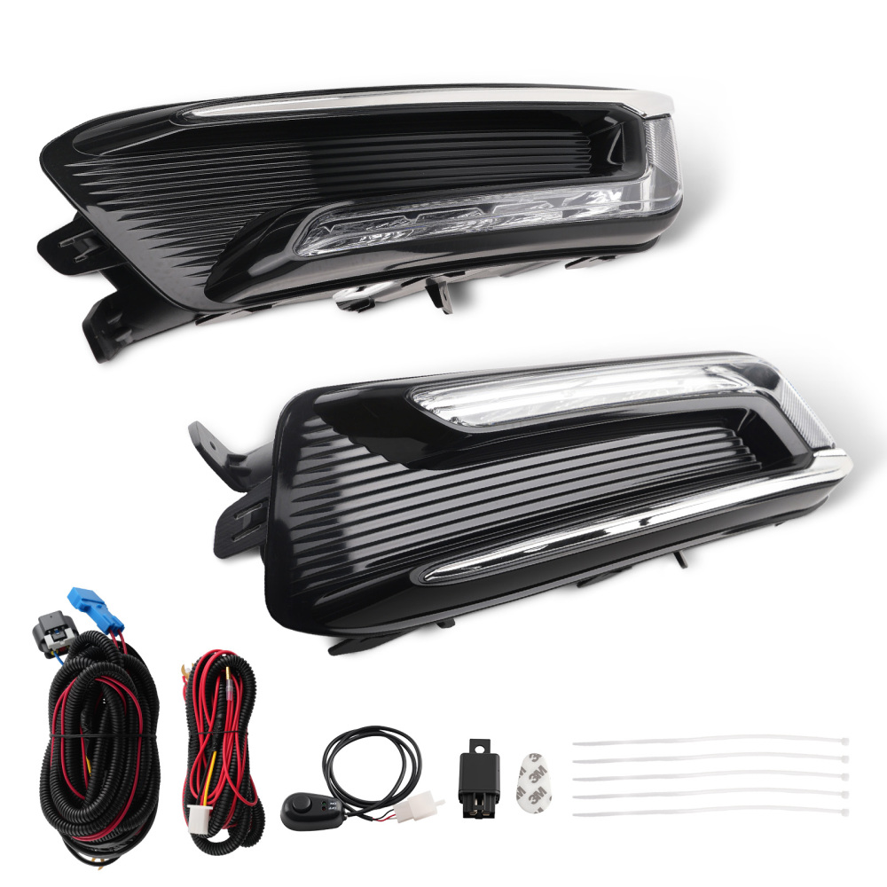 Pair Clear LED Fog Light +Wiring+Switch Kit compatible for Chevrolet Impala 2014-2020