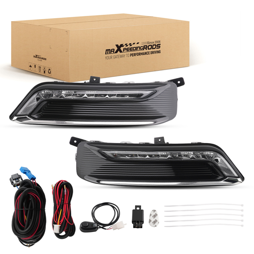 Pair Clear LED Fog Light +Wiring+Switch Kit compatible for Chevrolet Impala 2014-2020
