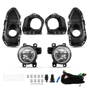 Clear Lens Fog Light compatible for Honda Fit 2018-2020 w/Switch Bulbs Bezels Wire Harness