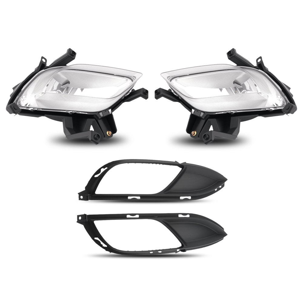 Pair Front Bumper Fog LightsBezels Trim Fog W/Bulbs compatible for Kia Forte 2014-2016
