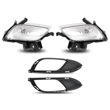 Pair Front Bumper Fog LightsBezels Trim Fog W/Bulbs compatible for Kia Forte 2014-2016