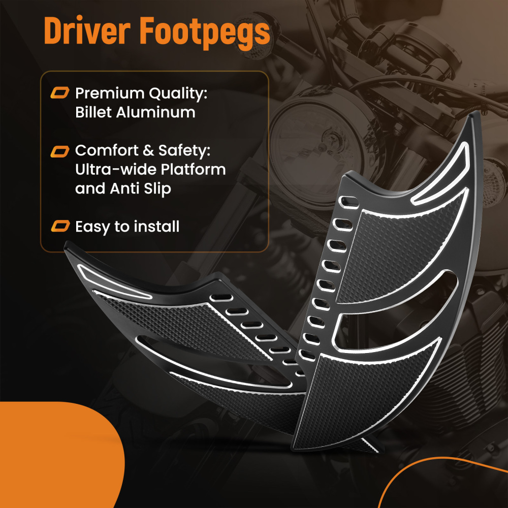 Black CNC Driver Floorboards Foot Pegs For SoftailTouring Road Dyna