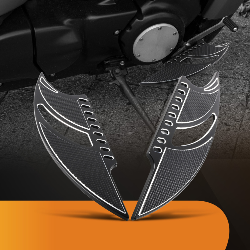 Black CNC Driver Floorboards Foot Pegs For SoftailTouring Road Dyna