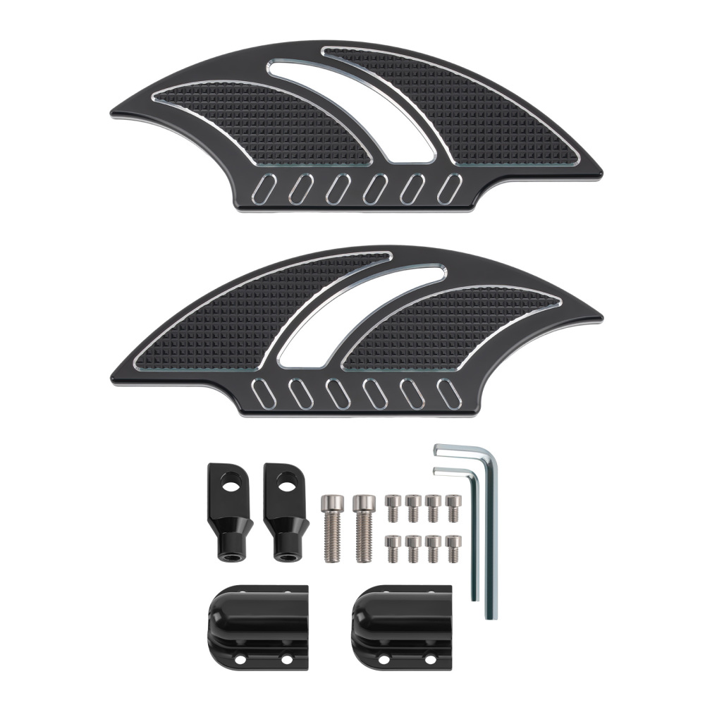 Motorcycle Floorboards Rear Passenger Foot Pegs Pedals + Brackets Mounting Kit