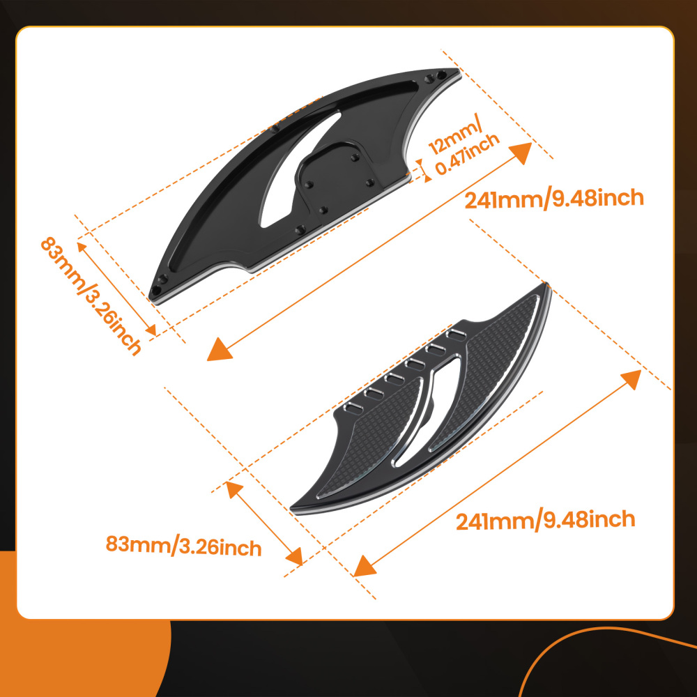 Motorcycle Floorboards Rear Passenger Foot Pegs Pedals + Brackets Mounting Kit