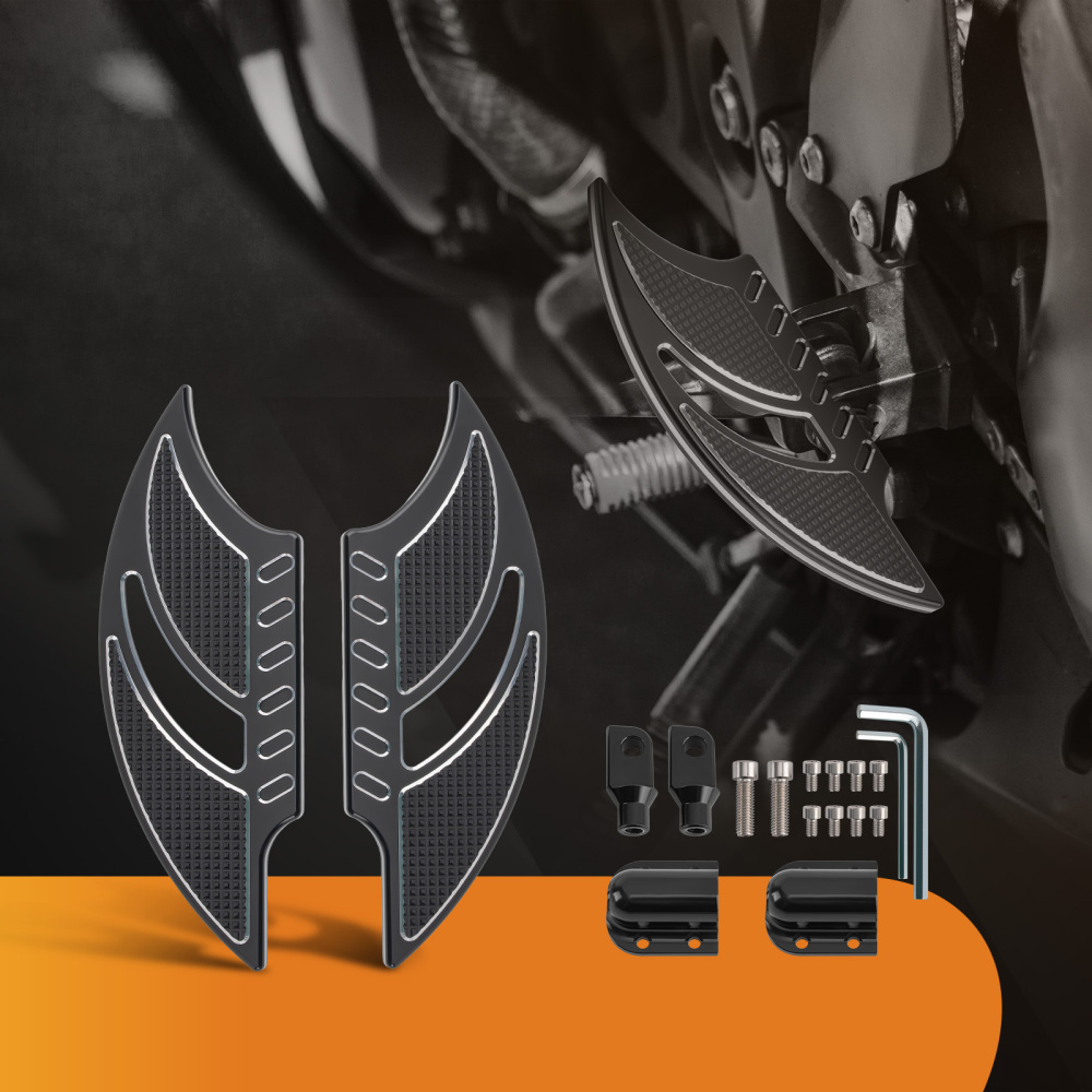 Motorcycle Floorboards Rear Passenger Foot Pegs Pedals + Brackets Mounting Kit