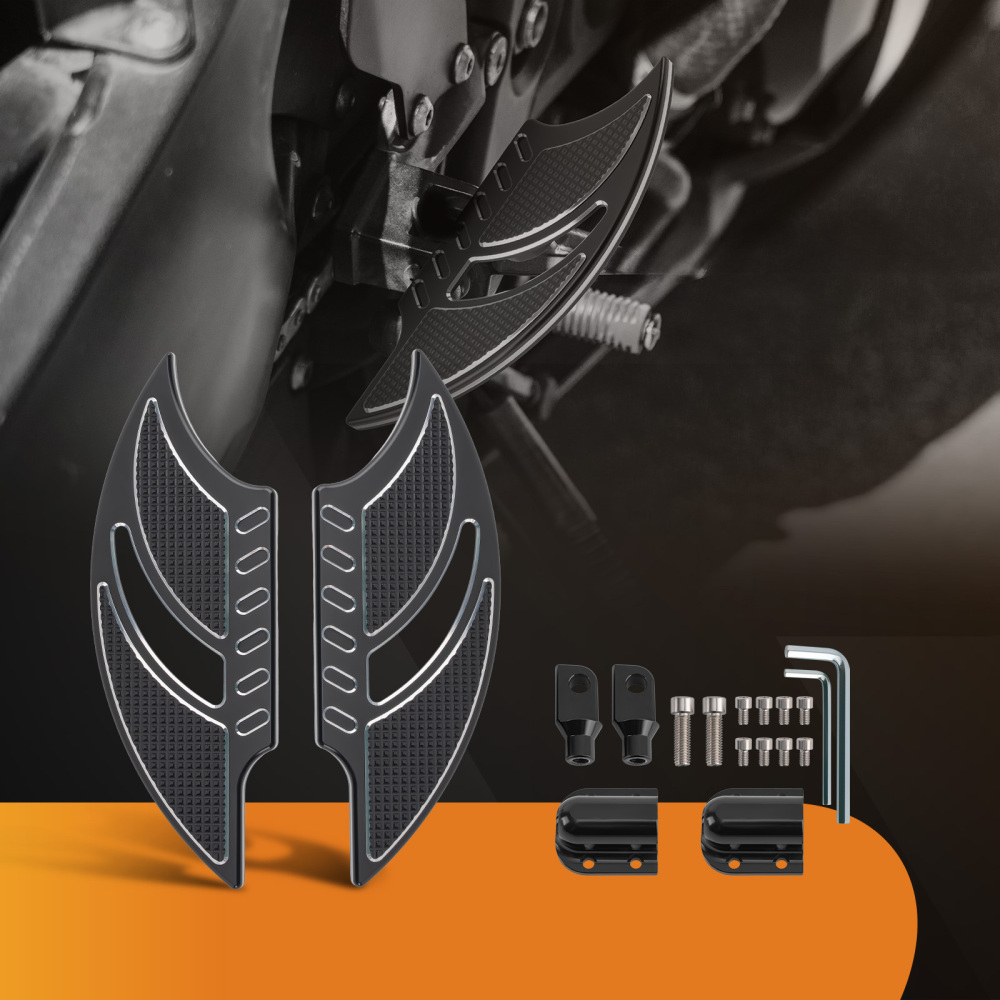 Motorcycle Floorboards Rear Passenger Foot Pegs Pedals + Brackets Mounting Kit