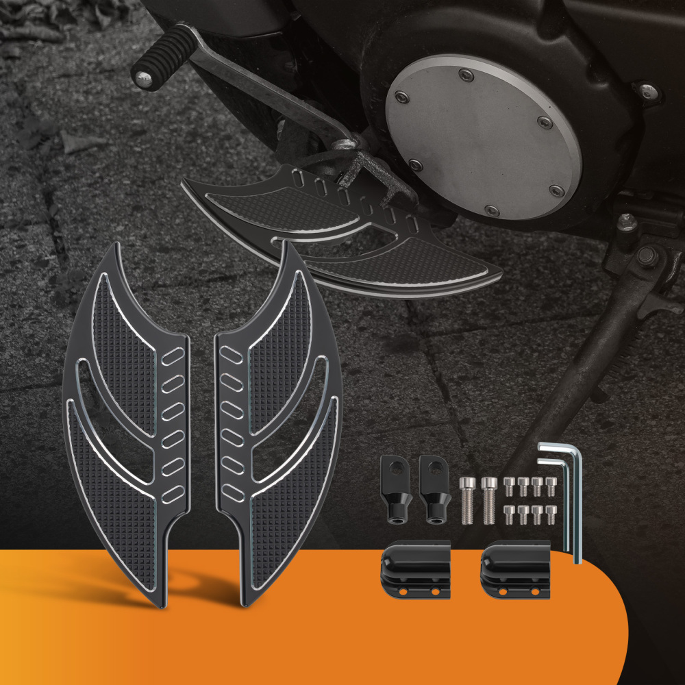 Motorcycle Floorboards Rear Passenger Foot Pegs Pedals + Brackets Mounting Kit