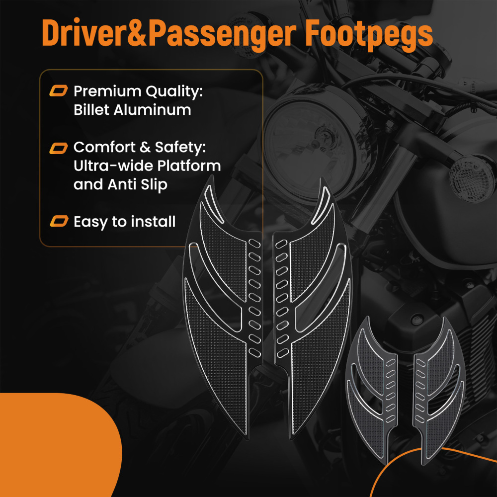 2pair Motorcycle PassengerDriver Foot Pegs compatible for Harley Dyna Low Rider FXDL