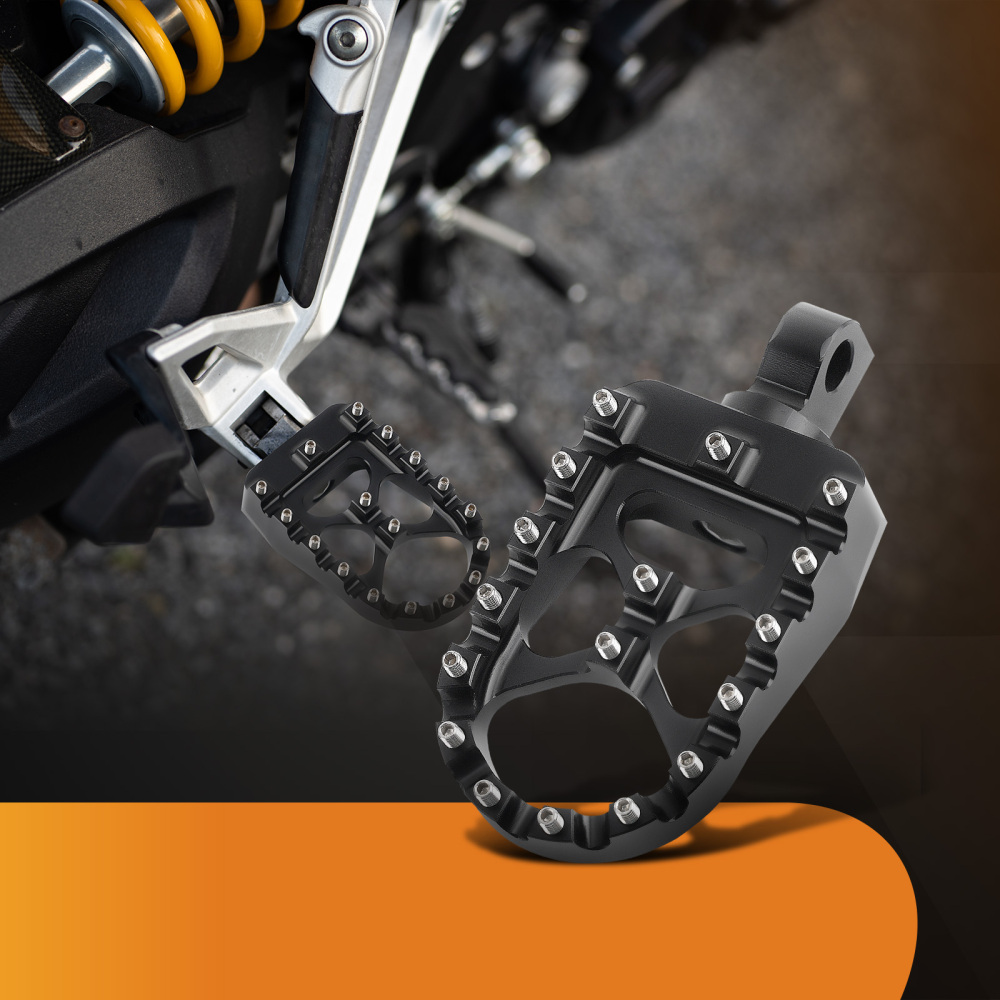 Black CNC Wide Fat MX Style Foot Pegs Footrests Footpegs Foot Rests compatible for Harley