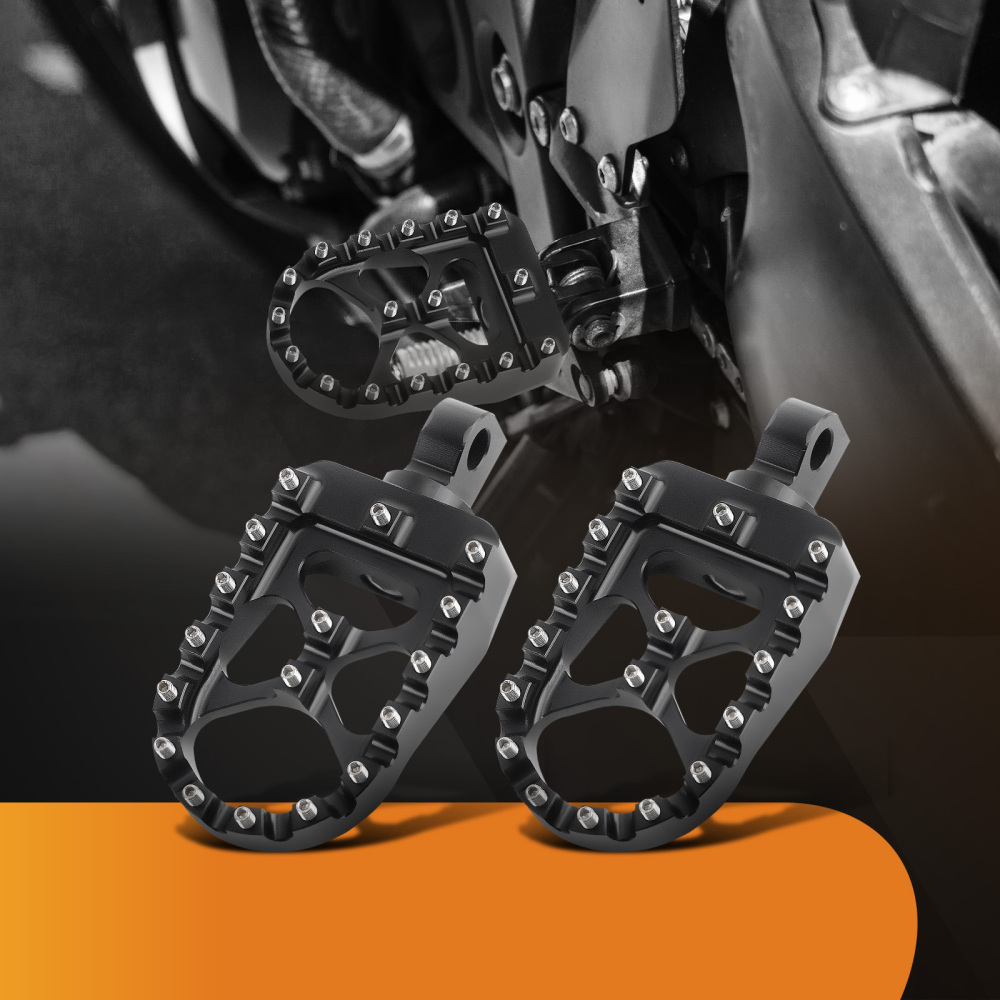 Black CNC Wide Fat MX Style Foot Pegs Footrests Footpegs Foot Rests compatible for Harley
