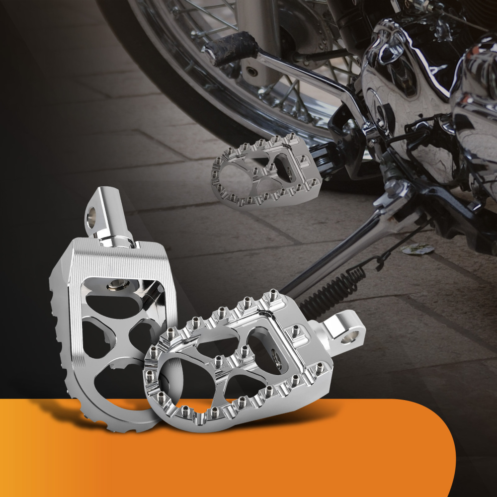 Chrome Wide Fat Foot Pegs MX Footpeg compatible for Harley Dyna compatible for Sportster Fatboy