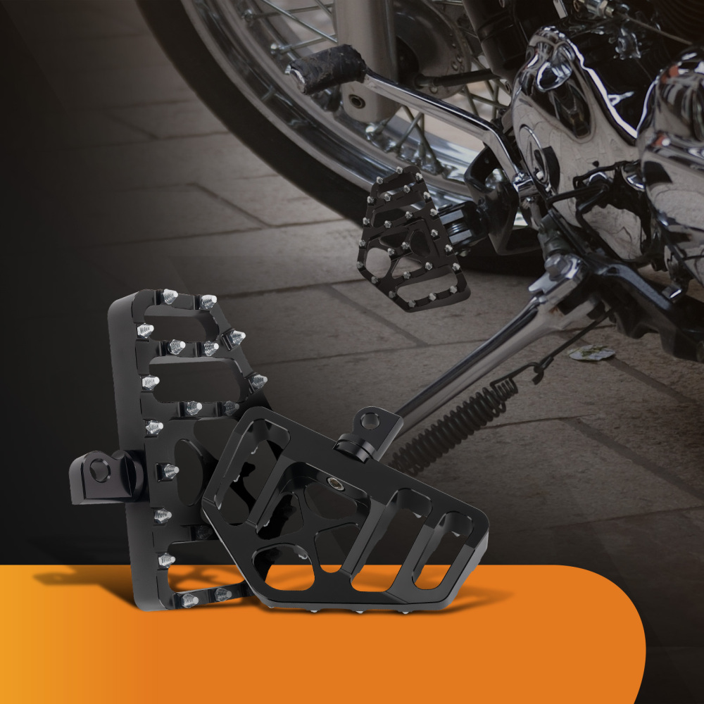 New Black MX Style Wide Fat Foot Pegs Floorboard compatible for Harley Dyna Touring
