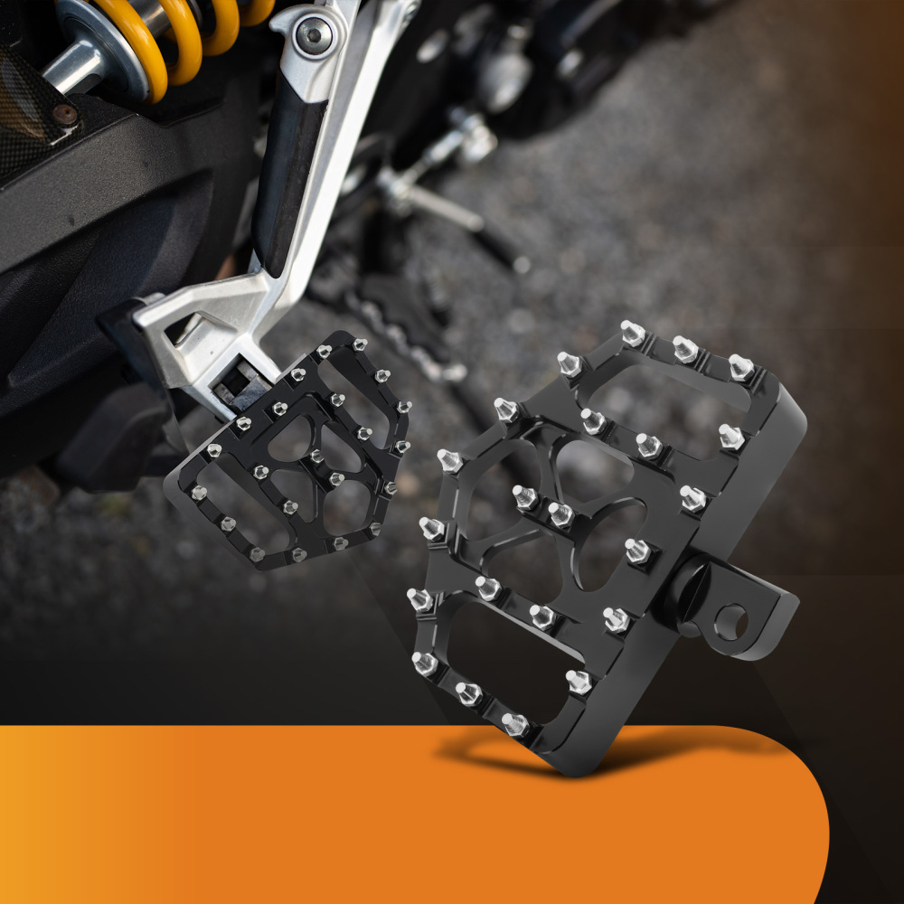 Black MX Style Wide Fat Foot Pegs Floorboard compatible for Harley Dyna Touring compatible for Sportster