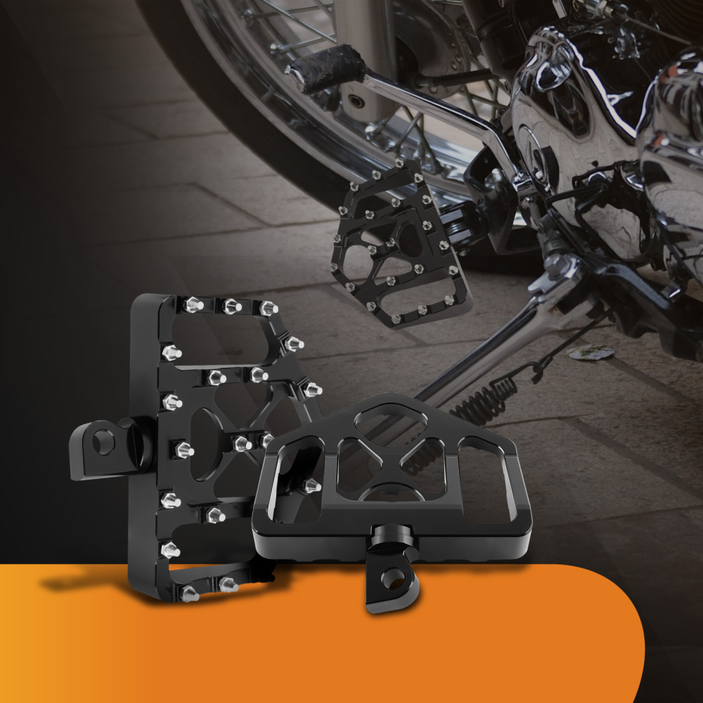 Black MX Style Wide Fat Foot Pegs Floorboard compatible for Harley Dyna Touring compatible for Sportster