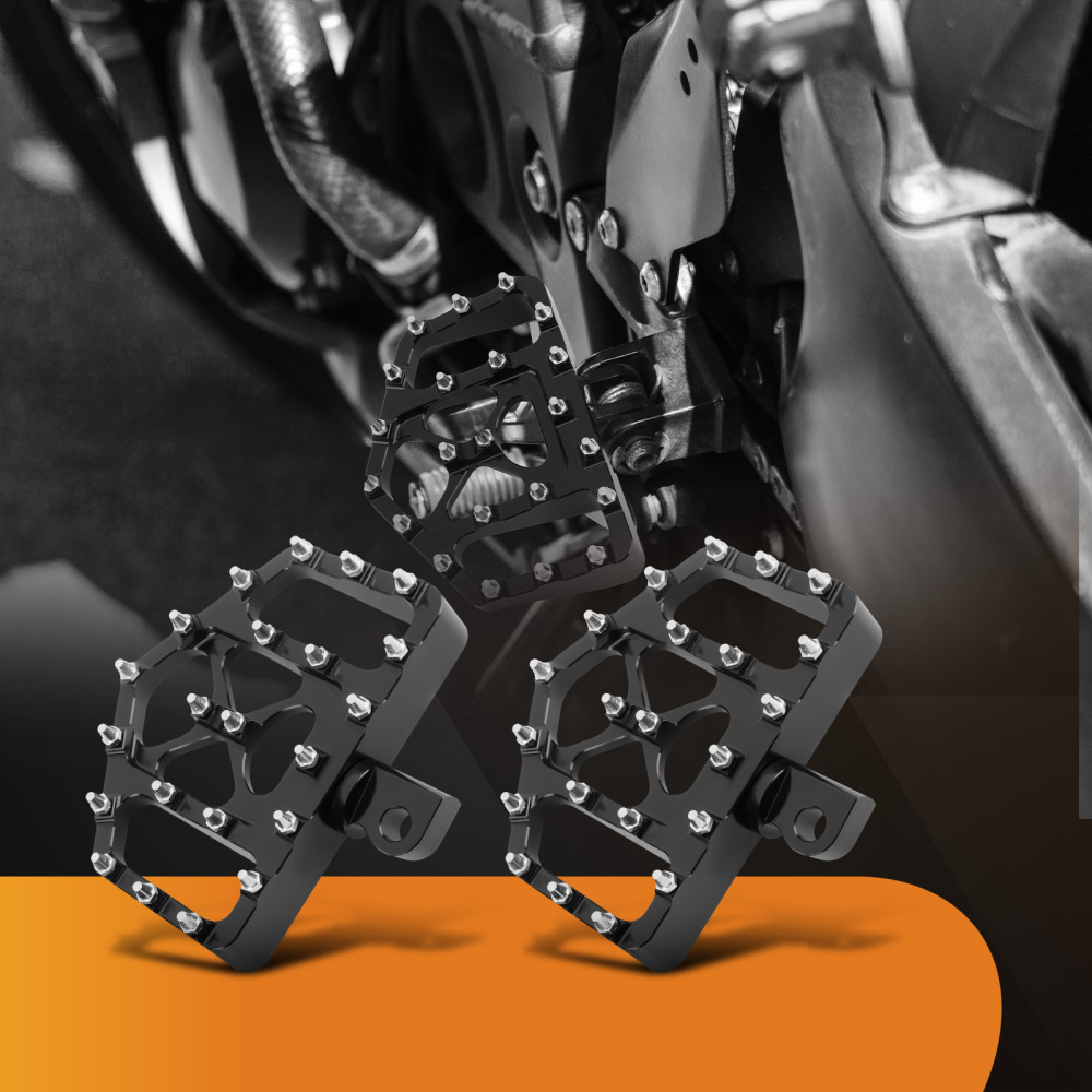 Black MX Style Wide Fat Foot Pegs Floorboard compatible for Harley Dyna Touring compatible for Sportster