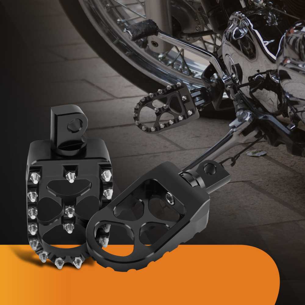 CNC Wide Foot Pegs 360° Roating MX Chopper Bobber Style compatible for harley Dyna
