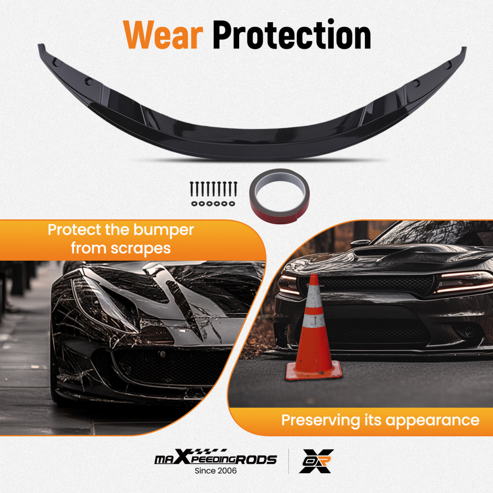 Black Front Bumper Lip Splitter compatible for BMW M3 E92 E93 2007-2013 GTS Style