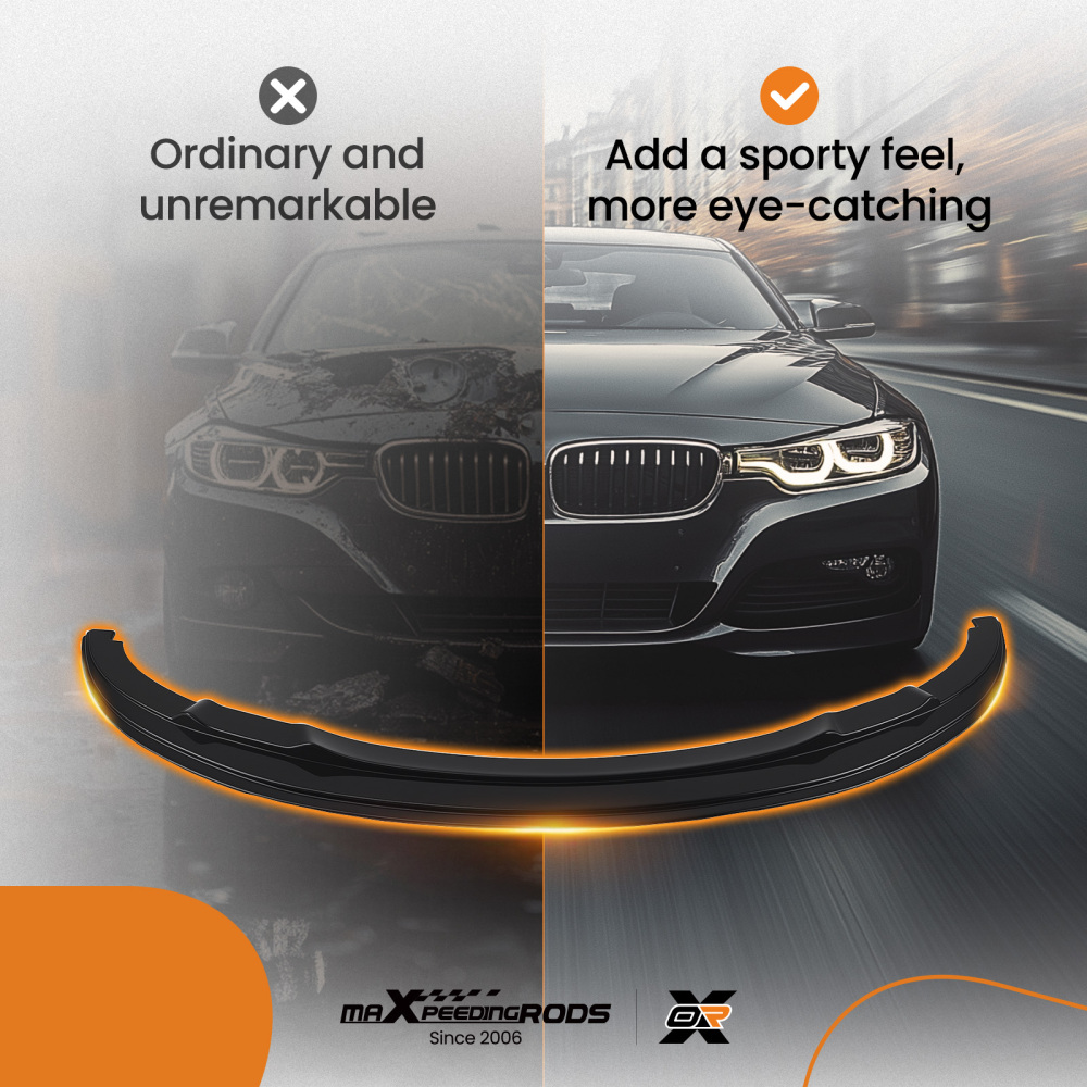 Front Bumper Add On compatible for BMW E92 E93 3 Series M Sport 2006-2010 Black ABS Lip