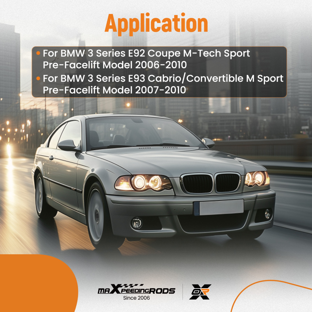 Front Bumper Add On compatible for BMW E92 E93 3 Series M Sport 2006-2010 Black ABS Lip