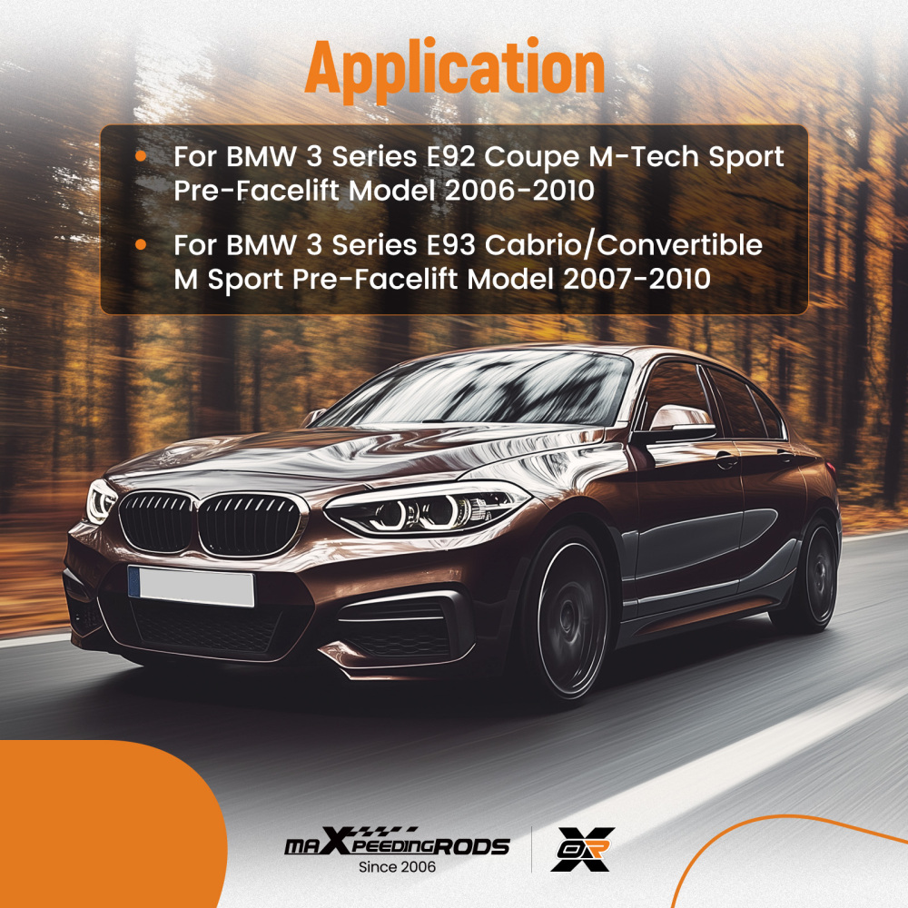 Front Bumper Add On compatible for BMW E92 E93 3 Series M Sport 2006-2010 Black ABS Lip